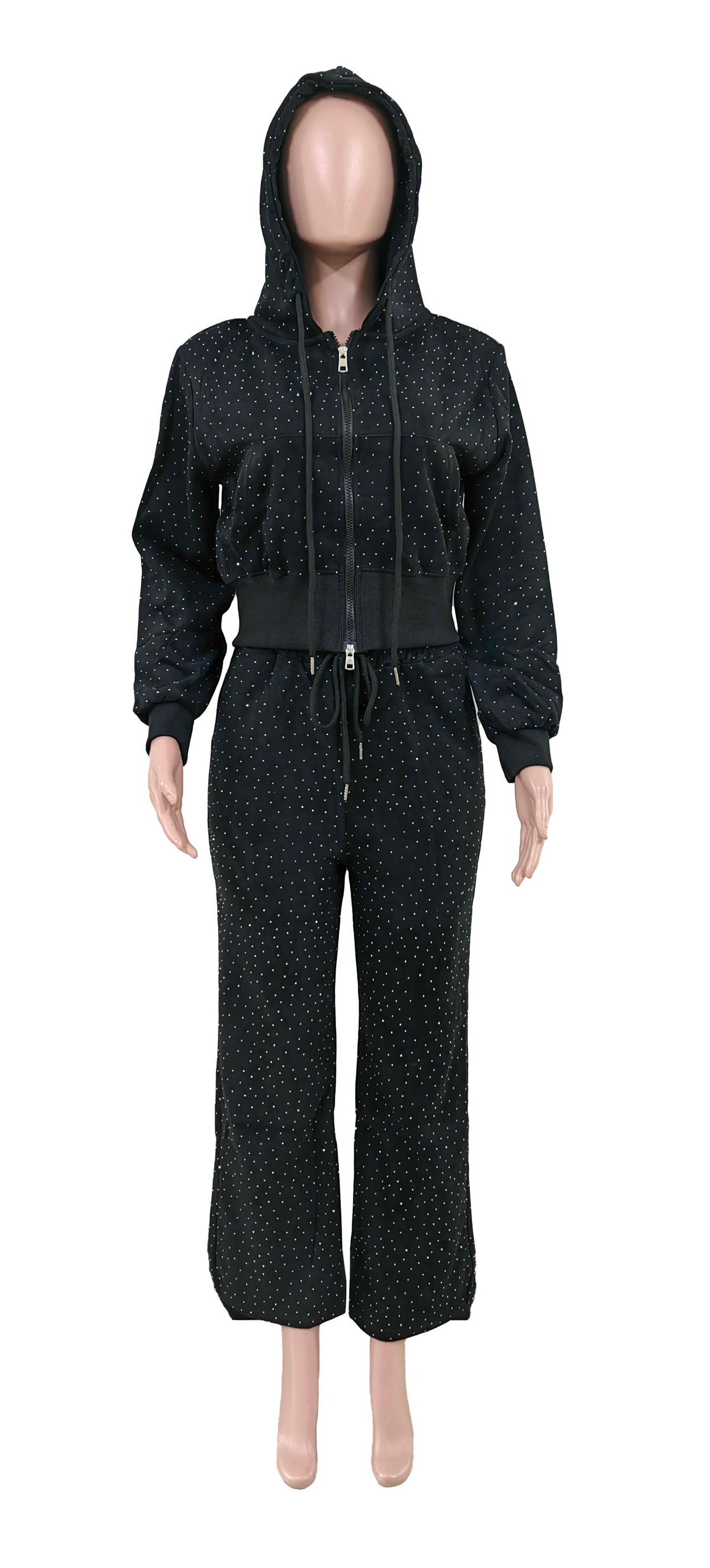 Rhinestone Jogger Set: 2P641 BLA