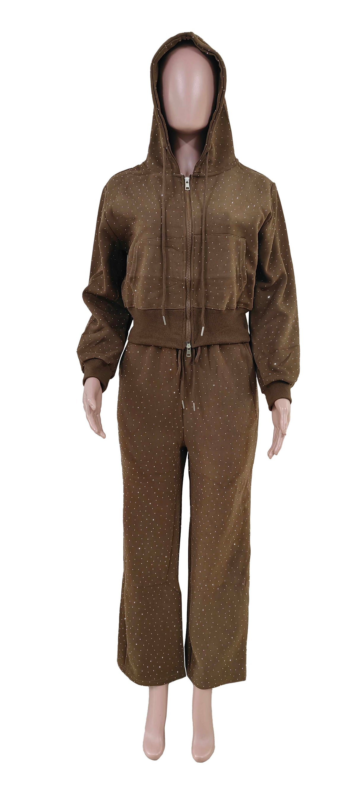 Rhinestone Jogger Set: 2P641 BRO