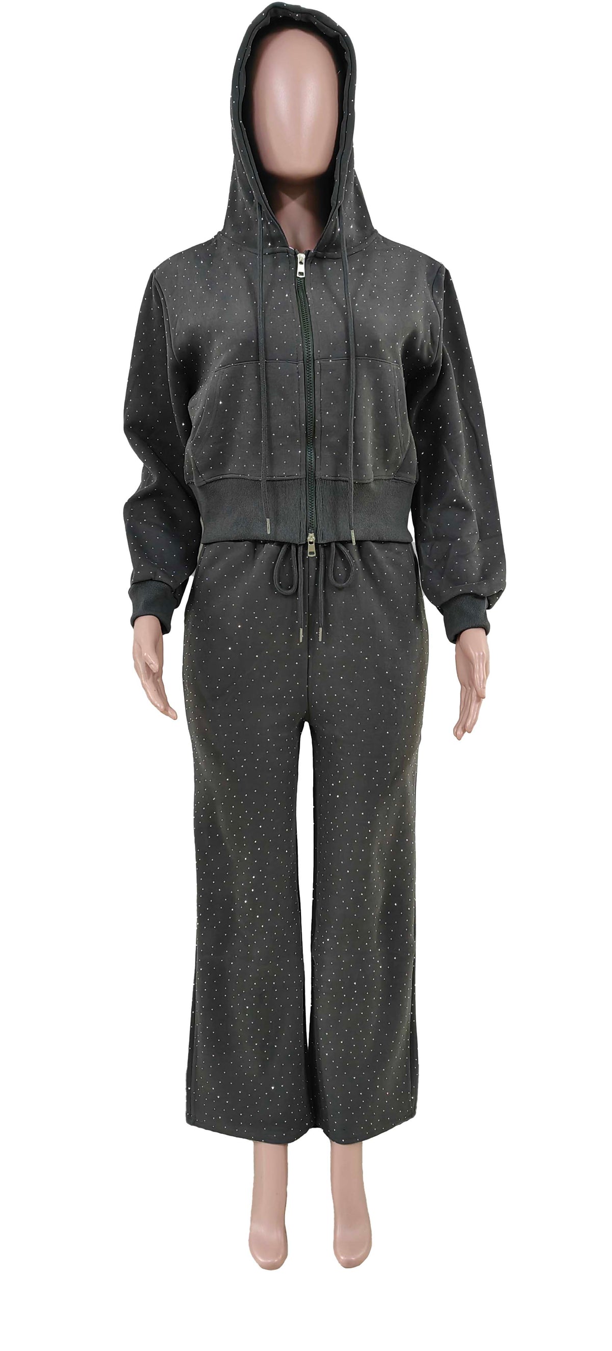 Rhinestone Jogger Set: 2P641 DKGRA