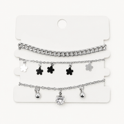 3-Piece Layered Bracelet Set (Chain, Heart & Star)