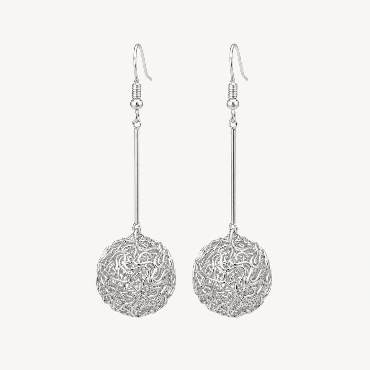 Bar & Textured Ball Drop Earrings