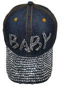 Denim Baseball Cap: CA003 "Baby" Baseball Cap In Black Denim