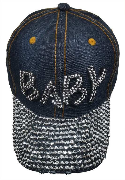 Denim Baseball Cap: CA003 "Baby" Baseball Cap In Black Denim