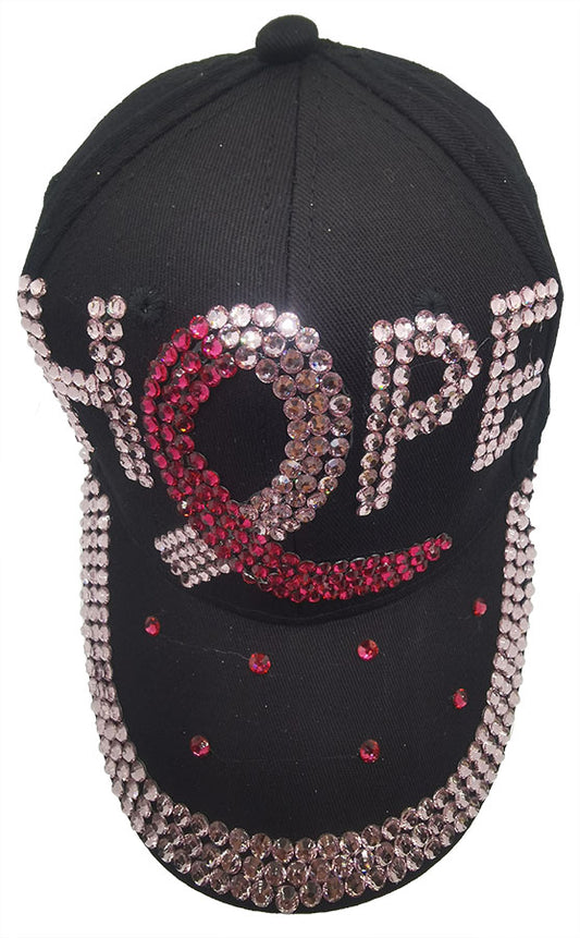 Denim Baseball Cap: CA012 "Hope" Breast Cancer Awareness Baseball Cap In Black Denim