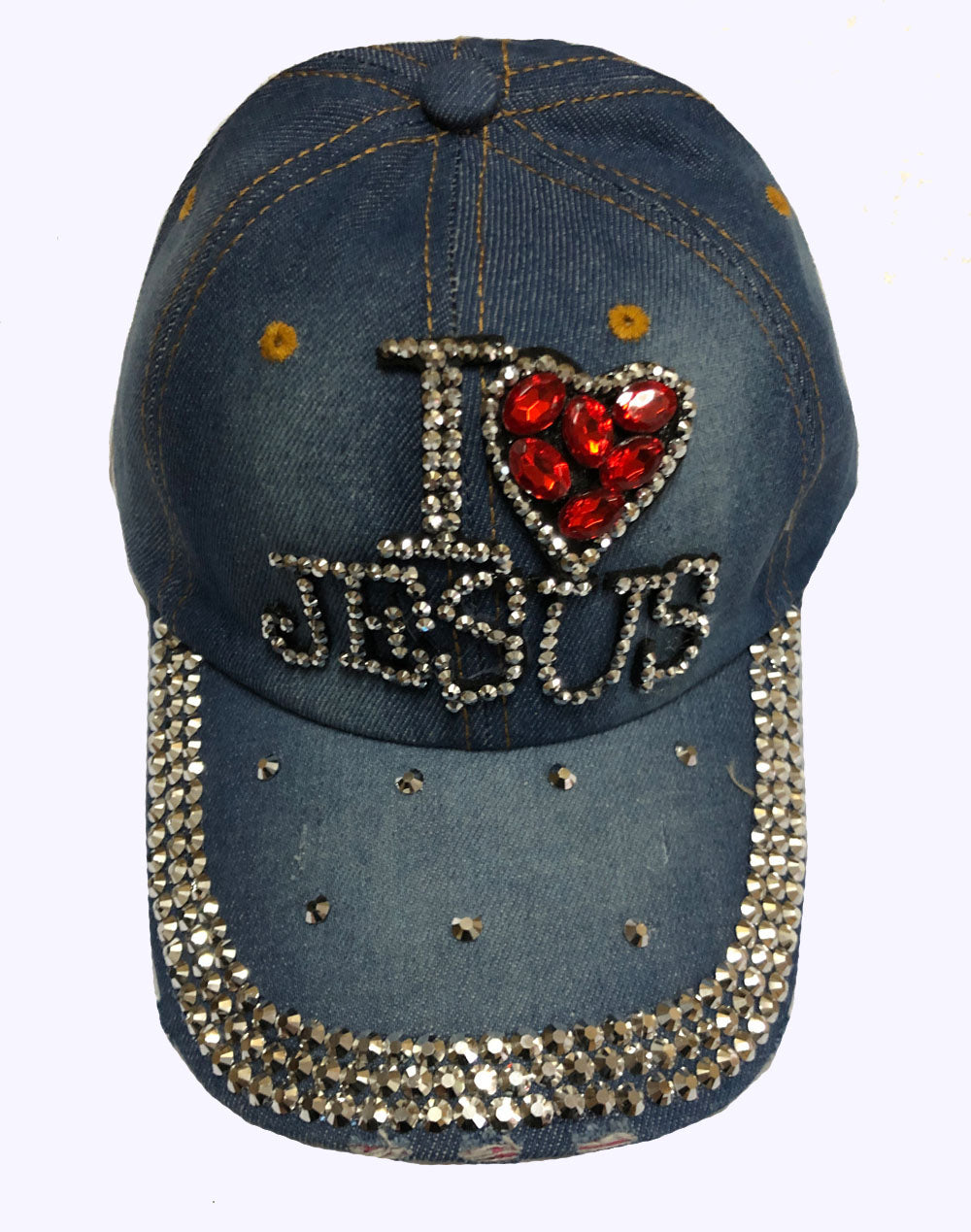 Denim Baseball Cap: CA018 "I Love Jesus" Baseball Cap In Denim (Copy)