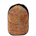 Denim Rhinestone Baseball Cap: CA025 Black Denim & Orange Stone