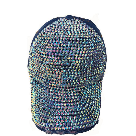 Denim Rhinestone Baseball Cap: CA025 Denim & AB Stone