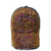 Denim Rhinestone Baseball Cap: CA025 Denim & Brown Stone