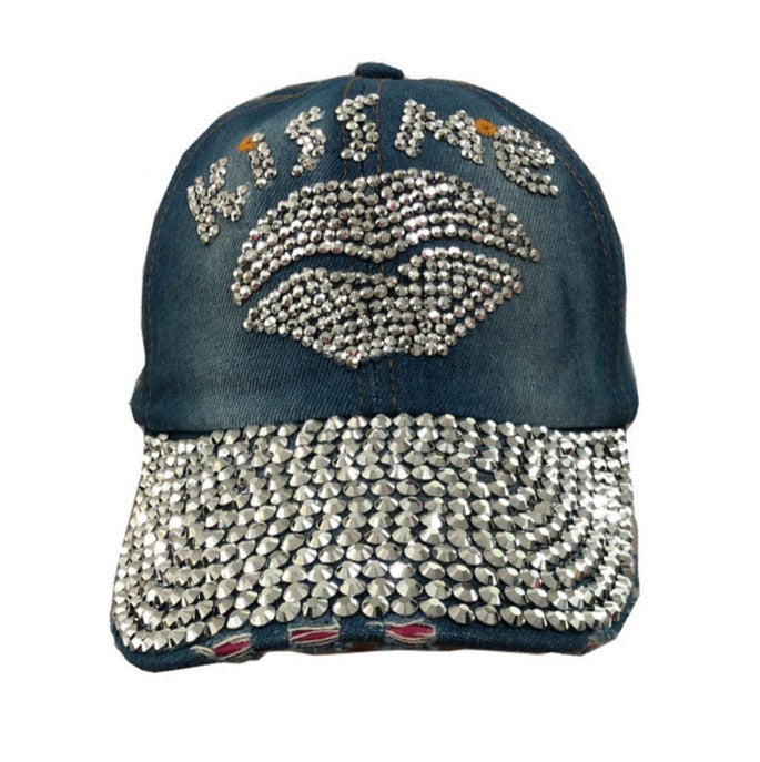 Denim Baseball Cap: CA031 "Kiss Me" Denim Cap