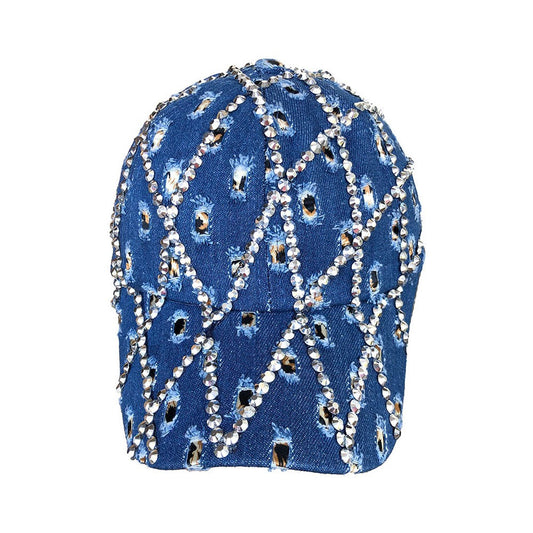 Denim Baseball Cap: CA042 Denim Rhinestone Baseball Cap