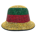 Bucket Hat: CA046 Green, Red & Gold Rhinestone Bucket Hat