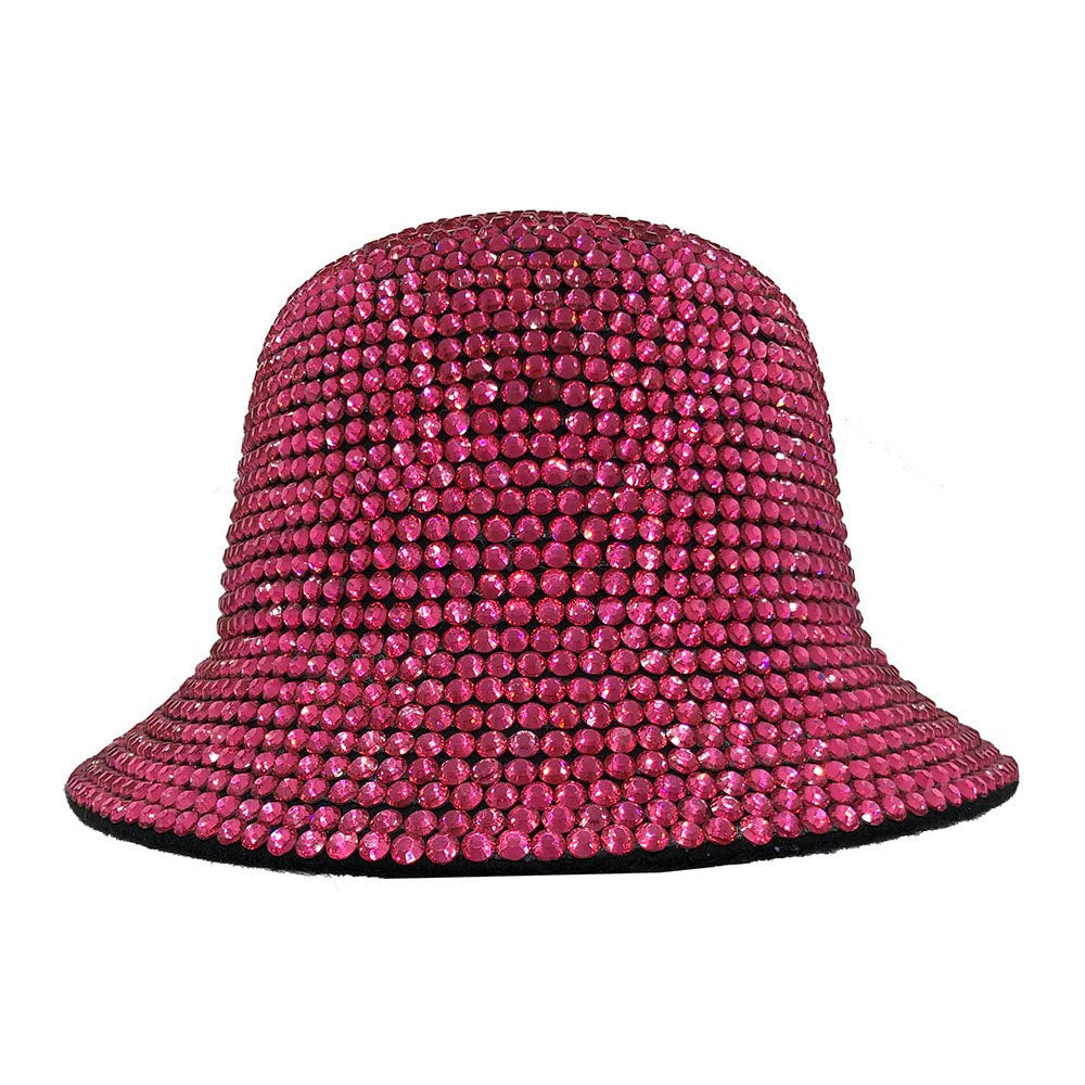 Bucket Hat: CA046 Hot Pink Rhinestone Bucket Hat