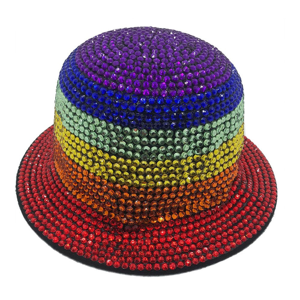 Bucket Hat: CA046 Rainbow Rhinestone Bucket Hat