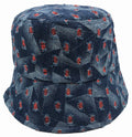 Bucket Hat: H-CA048 Denim Bucket Hat with Red Details