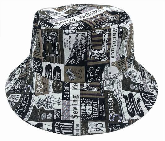 Vintage Newspaper Print Bucket Hat: CA065