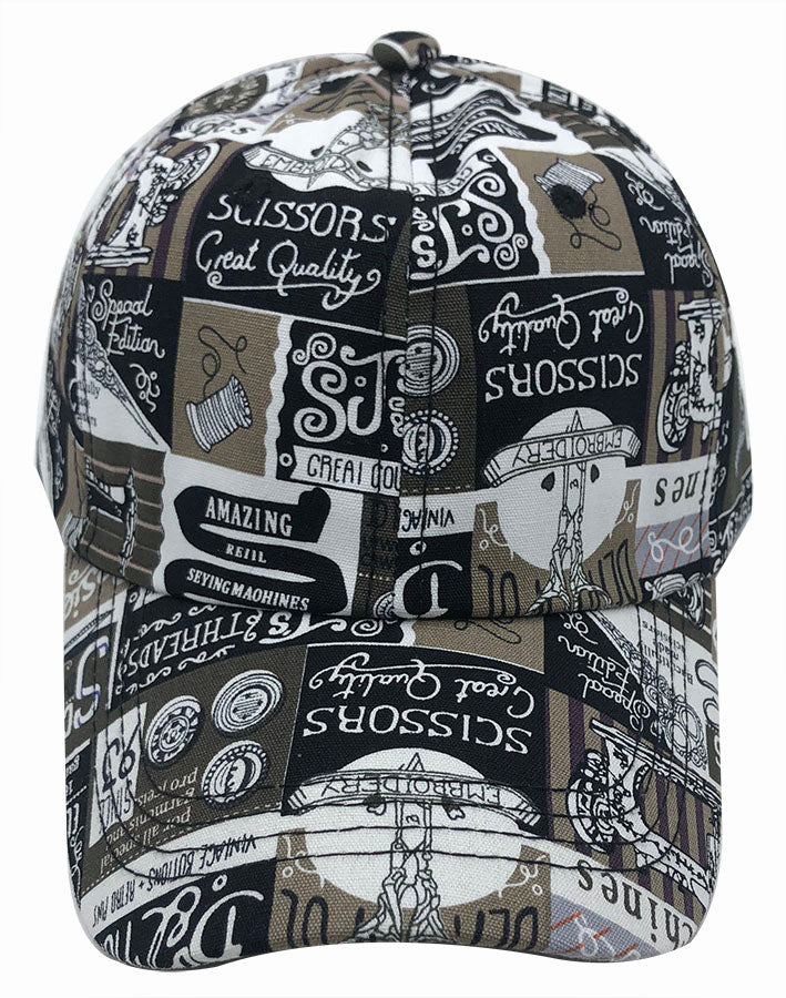 Vintage Newspaper Print Baseball Cap: CA067