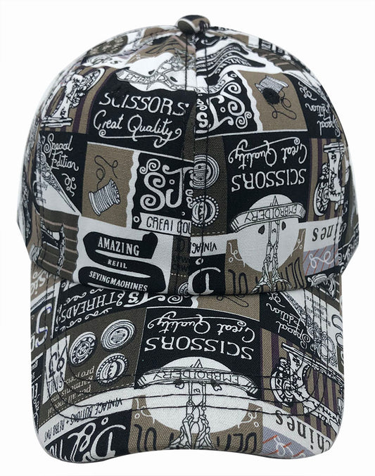 Vintage Newspaper Print Baseball Cap: CA067