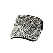 Visor: CAV022 Black Visor with Pearl and Silver Rhinestones