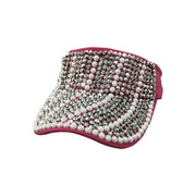 Visor: CAV022 Hot Pink Visor with Pearl and Silver Rhinestones