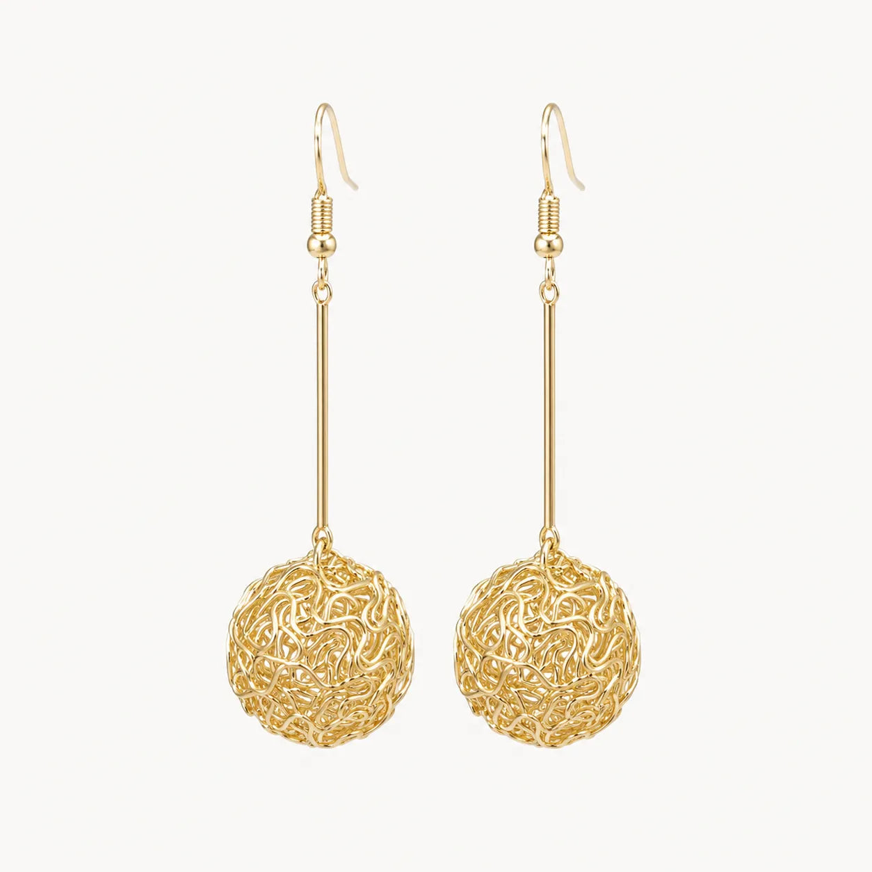Bar & Textured Ball Drop Earrings