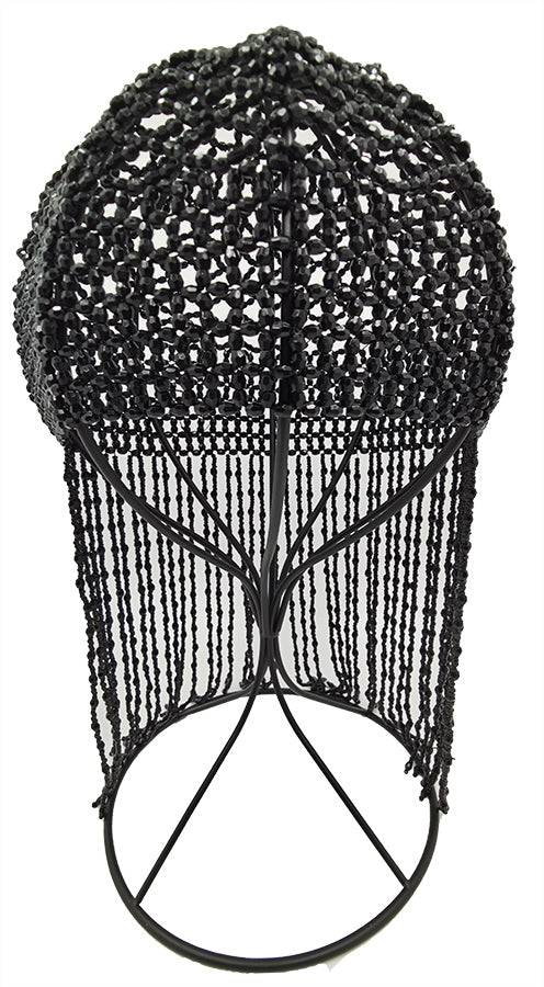 Beaded Hat: HA1532 Black Beaded Headpiece