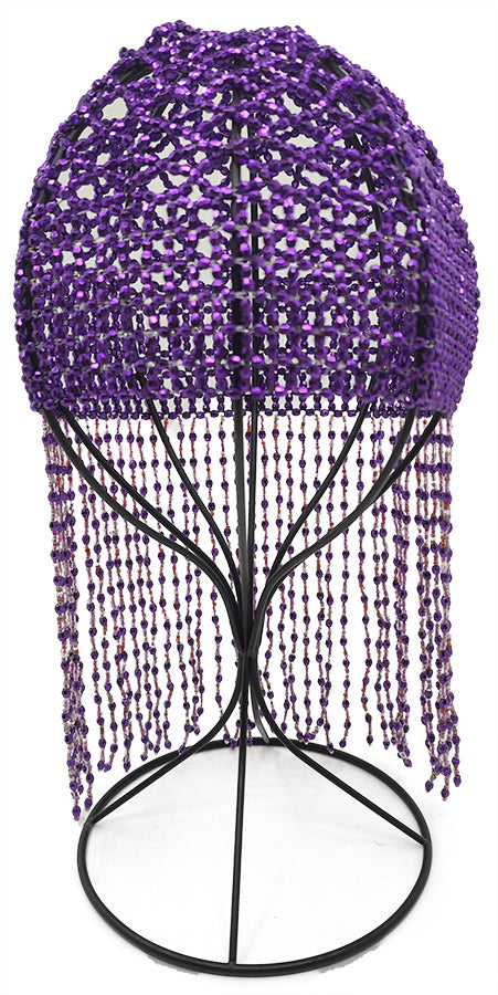 Beaded Hat: HA1532 Purple Beaded Headpiece