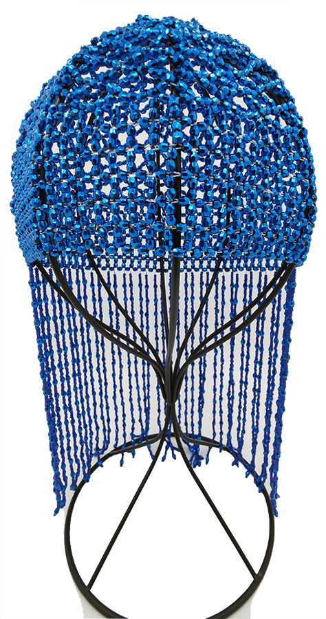 Beaded Hat: HA1532 Blue Headpiece