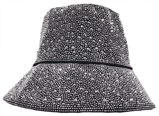 Bucket Hat: HA2320-1 Black w/ Silver Rhinestones