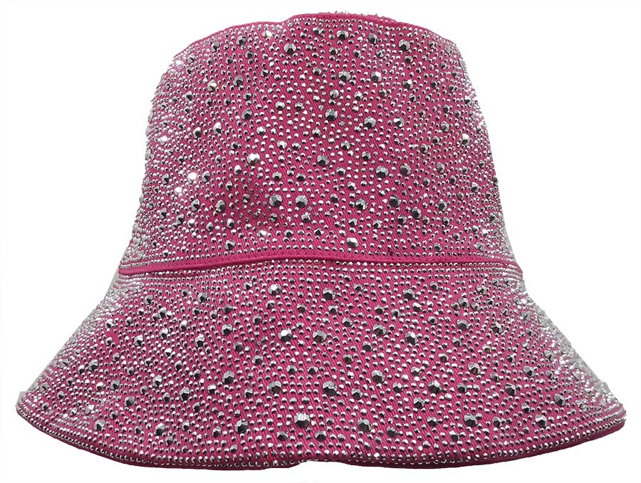 Bucket Hat: HA2320-1 Hot Pink w/ Silver Rhinestones