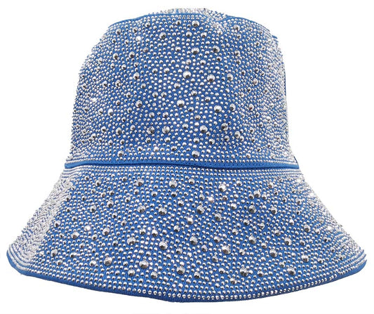 Bucket Hat: HA2320-1 Blue w/ Silver Rhinestones