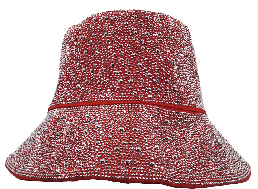 Bucket Hat: HA2320-1 Red w/ Silver Rhinestones