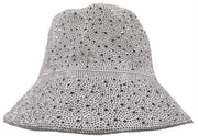 Bucket Hat: HA2320-1 White w/ Silver Rhinestones