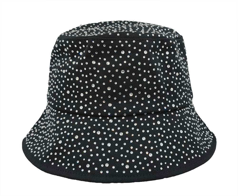 Bucket Hat: HA2320-2 Black w/ Silver Rhinestones