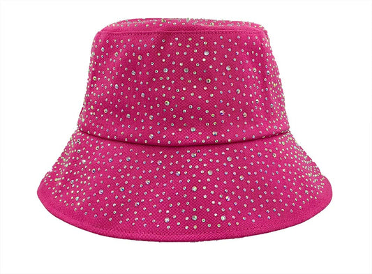 Bucket Hat: HA2320-2 Hot Pink w/ Silver Rhinestones