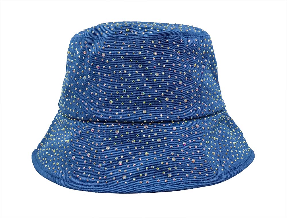 Bucket Hat: HA2320-2 Blue w/ Silver Rhinestones