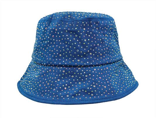 Bucket Hat: HA2320-2 Blue w/ Silver Rhinestones