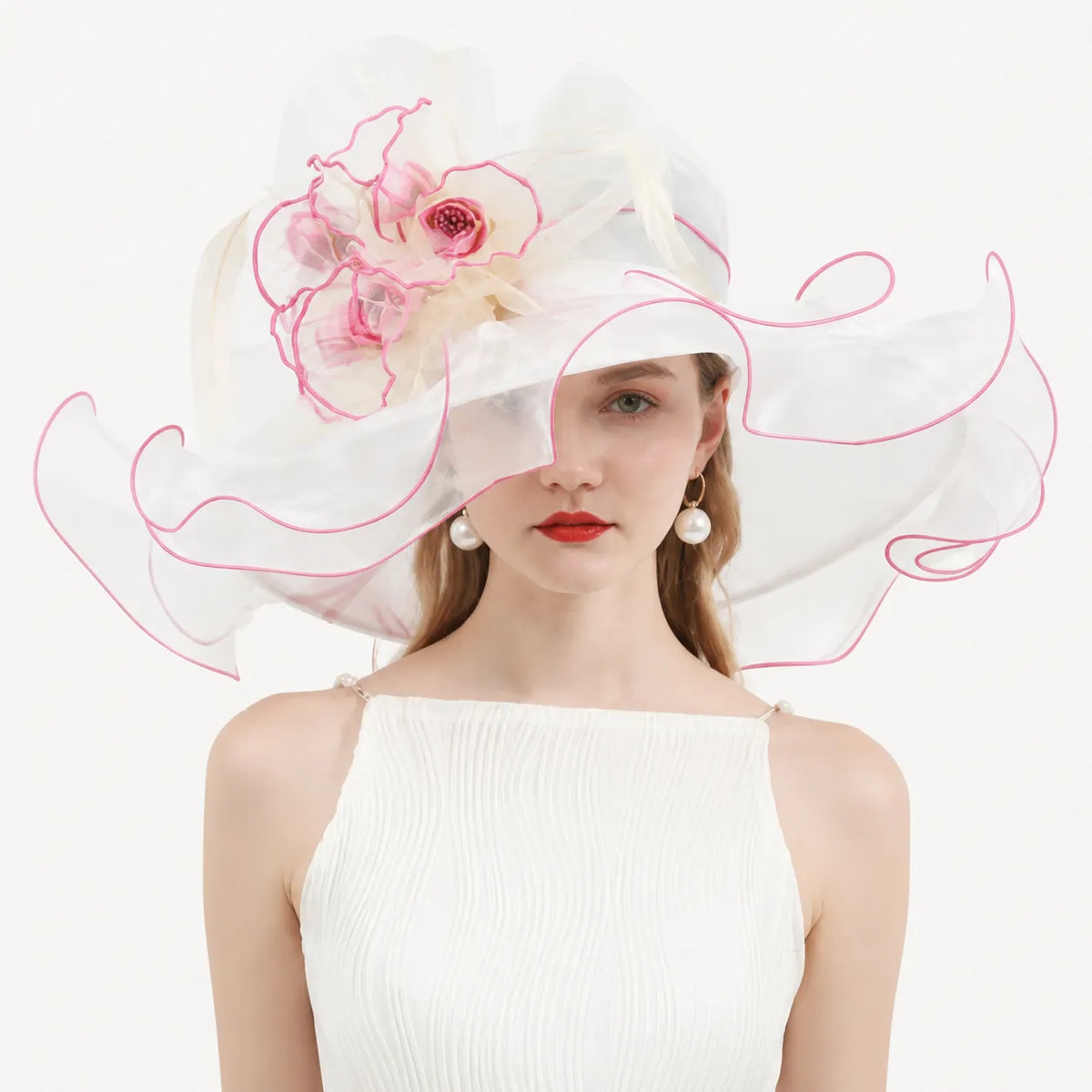 Floral Mesh Church Hat