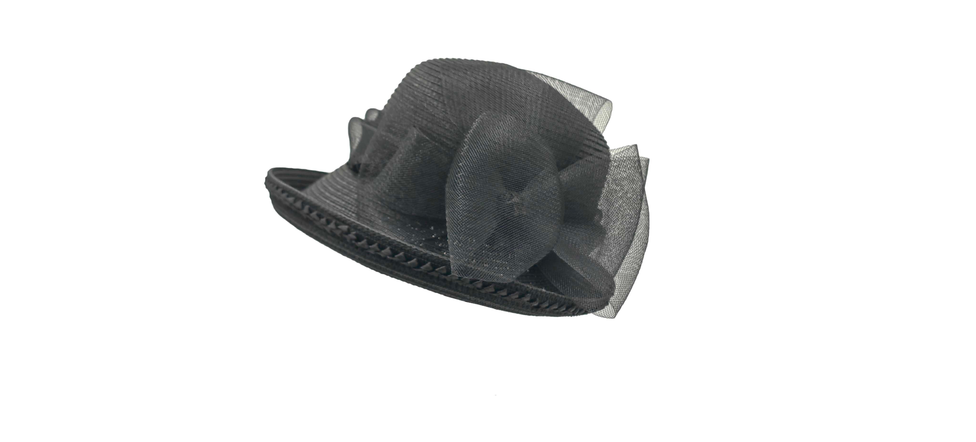 Black Church Hat with Mesh Bow