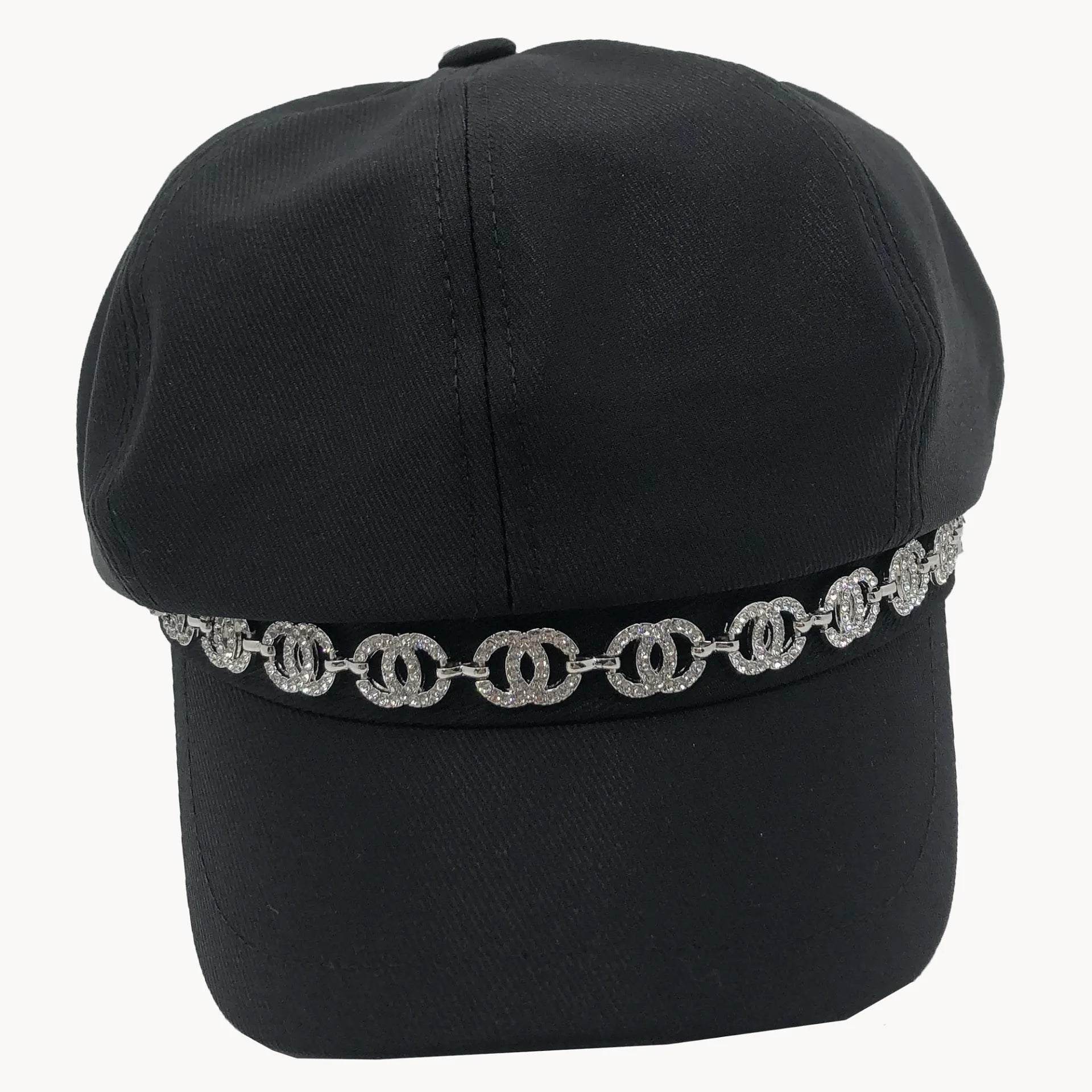 Rhinestone Chain Paperboy Cap