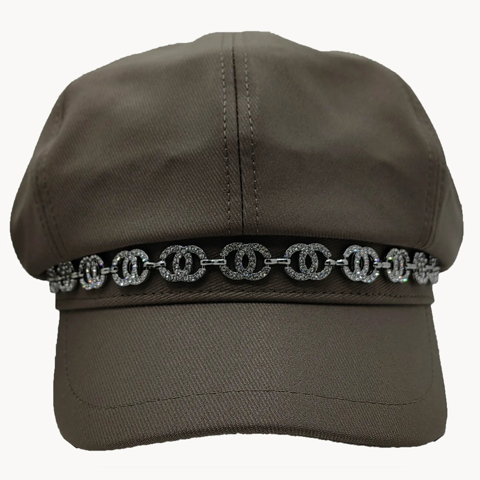 Rhinestone Chain Paperboy Cap