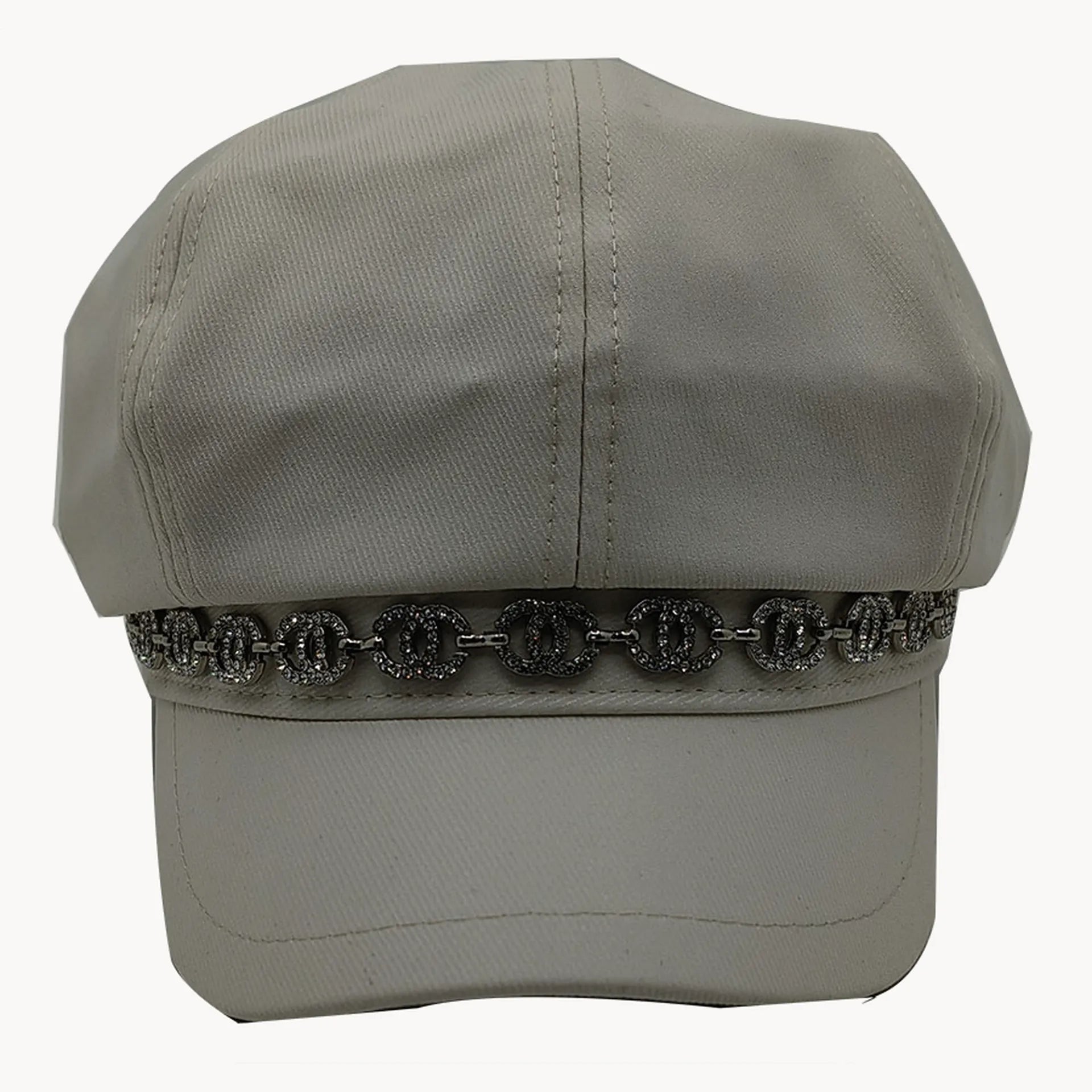 Rhinestone Chain Paperboy Cap