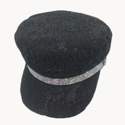 Lace Rhinestone Paperboy Cap