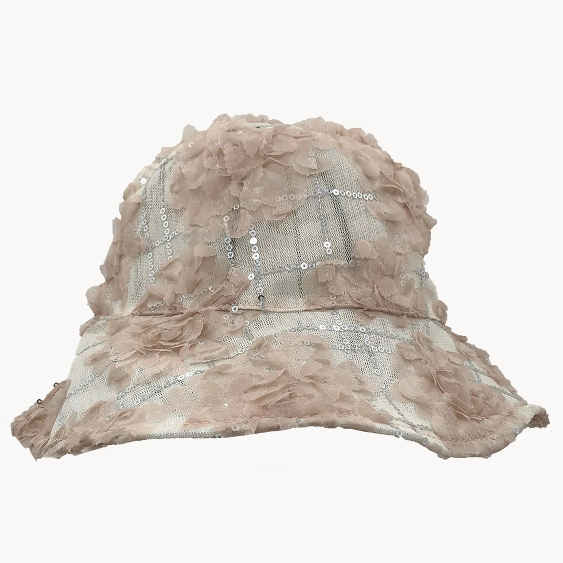 Floral Lace Sequin Bucket Hat