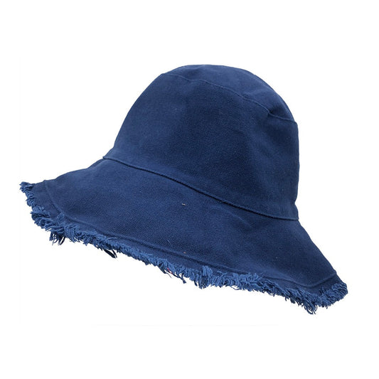 Bucket Hat: HA866 Denim Bucket Hat w/ Frayed Edges