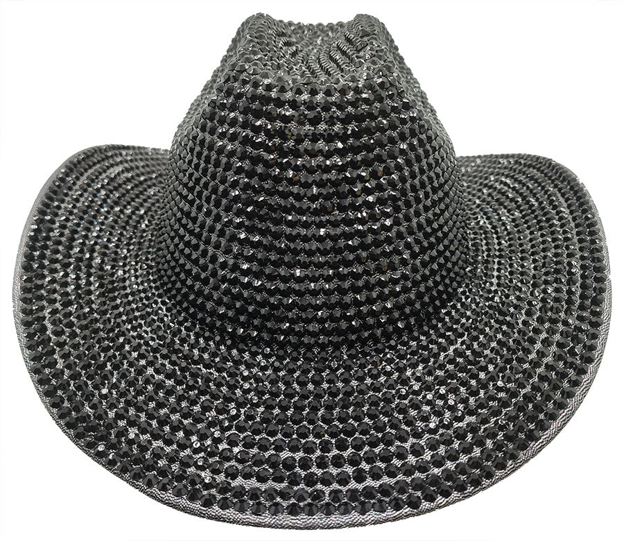 Cowboy Hat: HA904  Black Cowboy Hat w/ Black Rhinestones