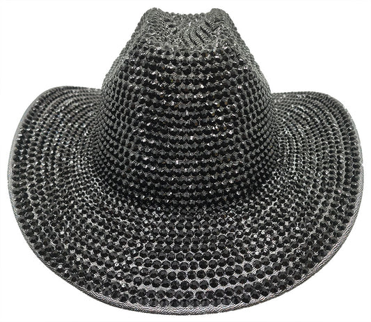 Cowboy Hat: HA904  Black Cowboy Hat w/ Black Rhinestones