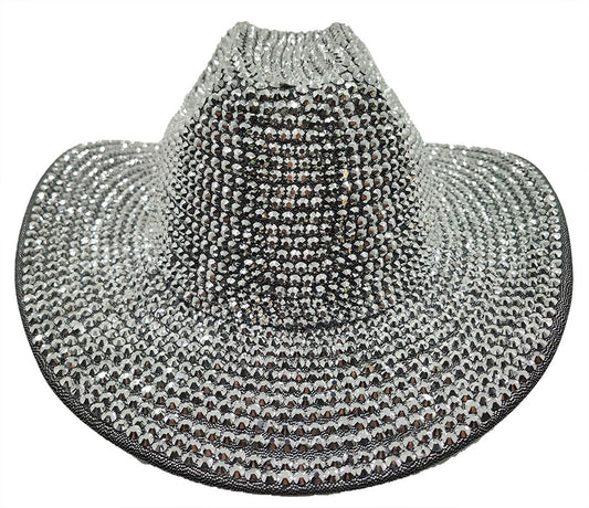 Cowboy Hat: HA904  Black Cowboy Hat w/ Silver Rhinestones