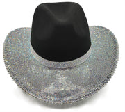 Black AB Rhinestone Cowboy Hat