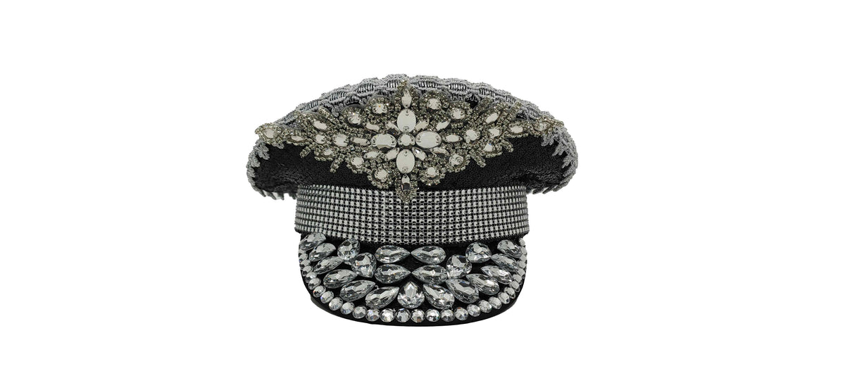 Rhinestone Military Hat: HA913 BLA
