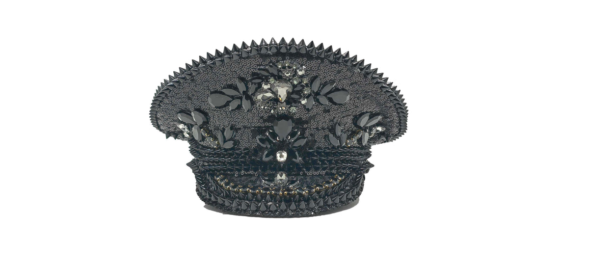 Rhinestone Military Hat: HA914 BLA